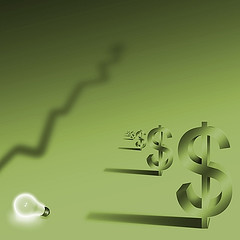 image: green dollars with light bulbs